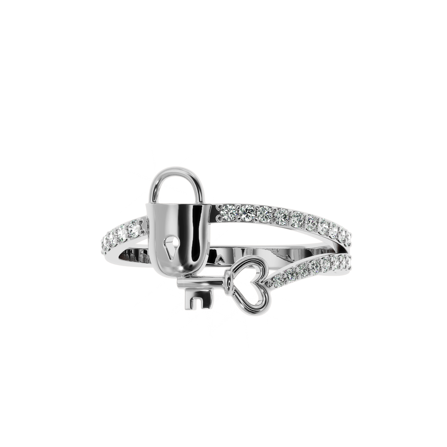 0.22 CT Lock & Key Lab Diamond Ring in 14K Gold